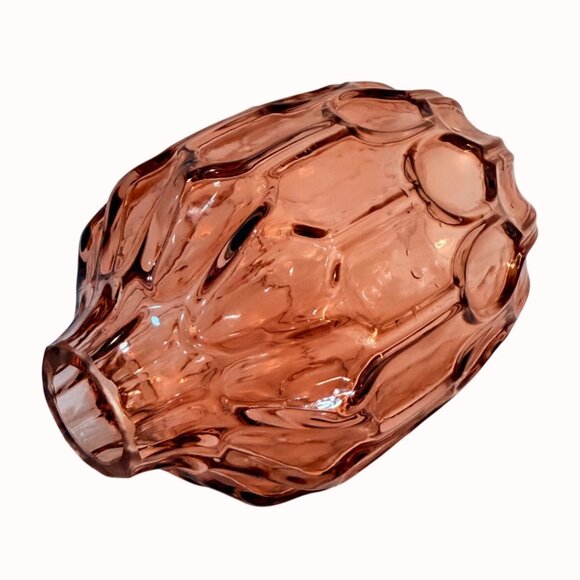 Romantic Amber Rose Art Glass Vase Textured Abstract Bubble MCM VTG Home Decor - Picture 12 of 13